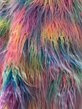 STUNNING RAINBOW LONG FAUX FUR SHAGGY COAT