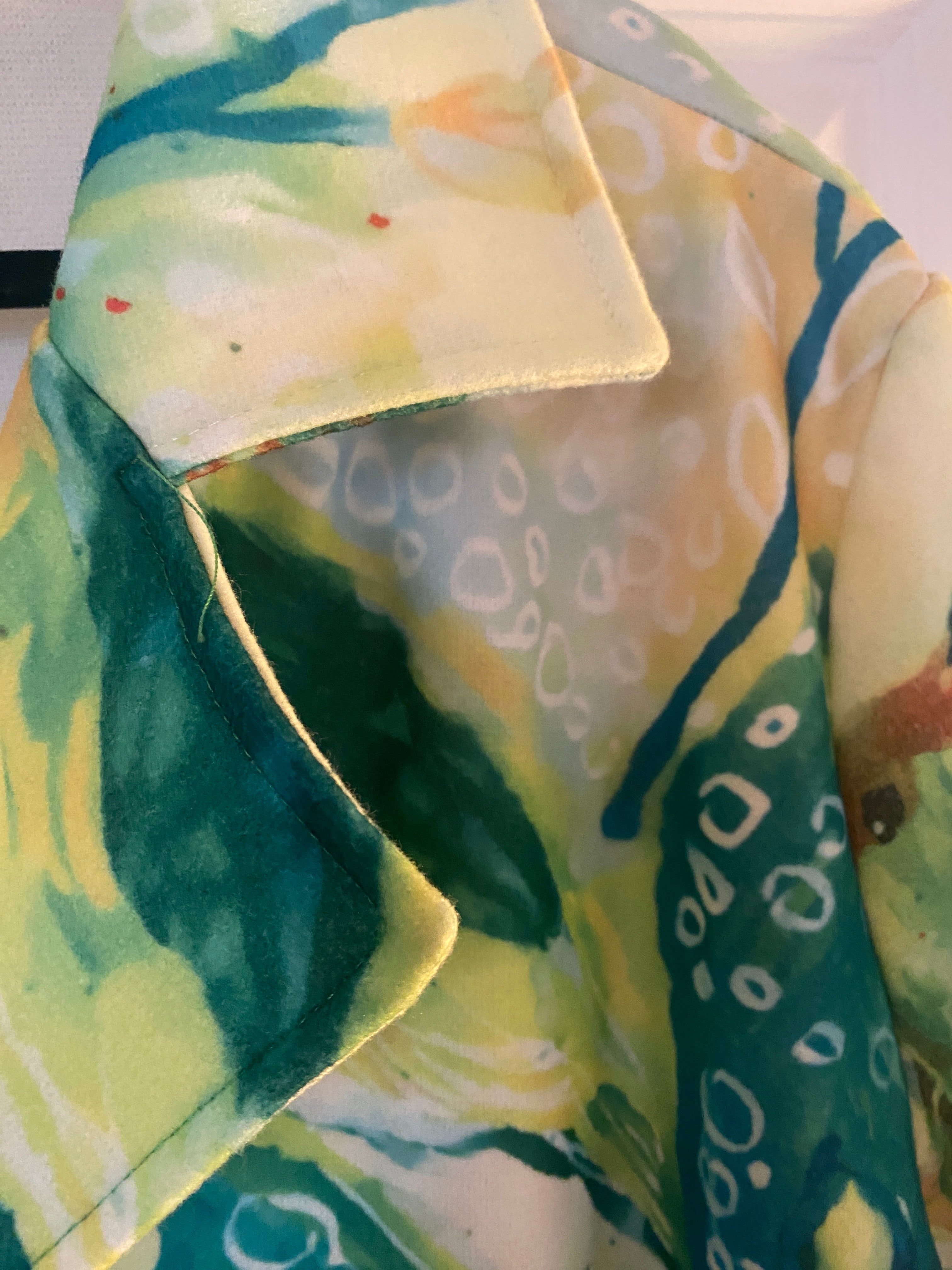 NATURE TROPICAL BIRDS GRAPHIC VINTAGE TRENCH COAT