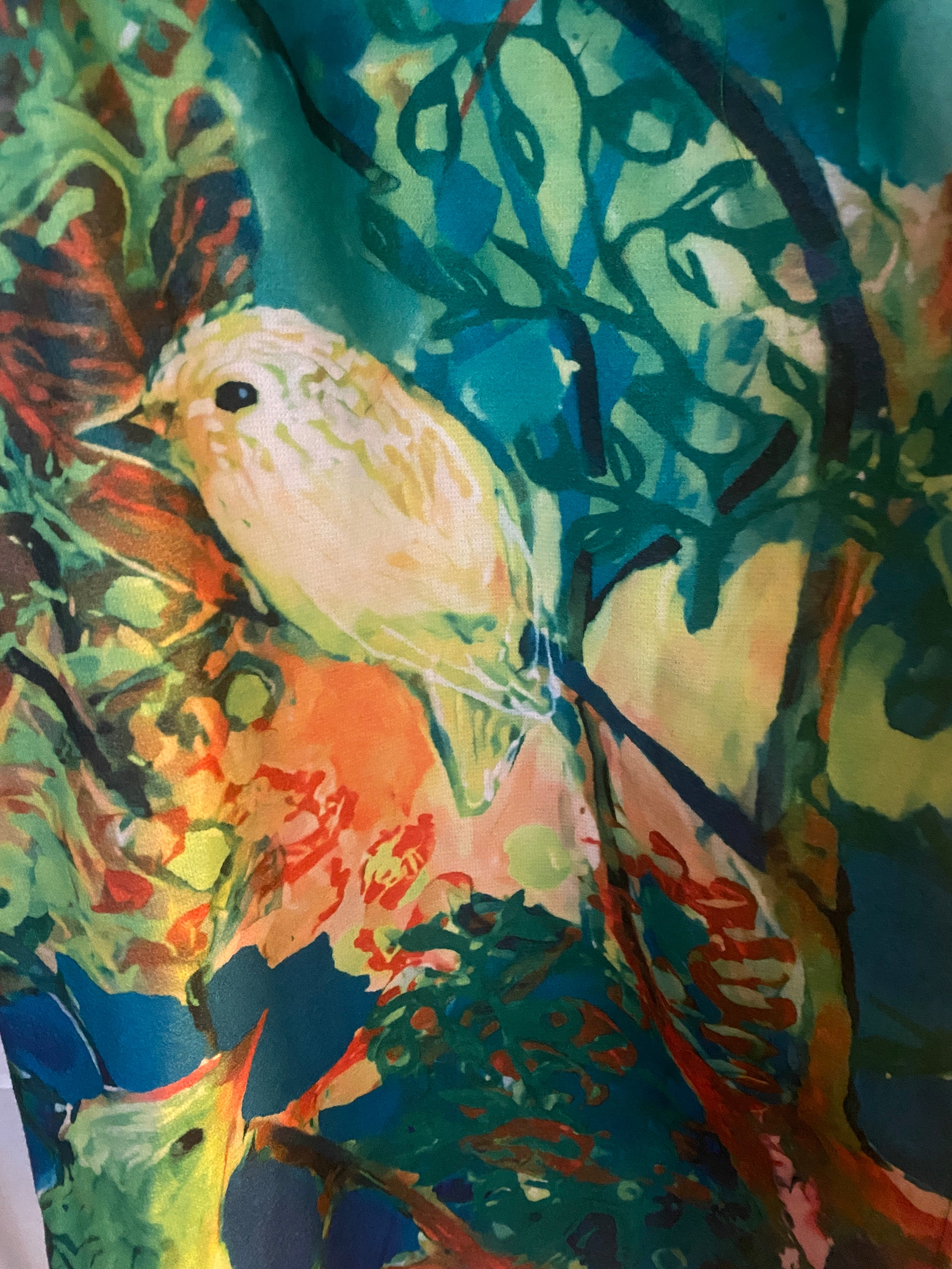 NATURE TROPICAL BIRDS GRAPHIC VINTAGE TRENCH COAT