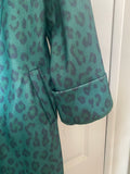 RETRO VINTAGE EMERALD GREEN LEOPARD TRENCH COAT
