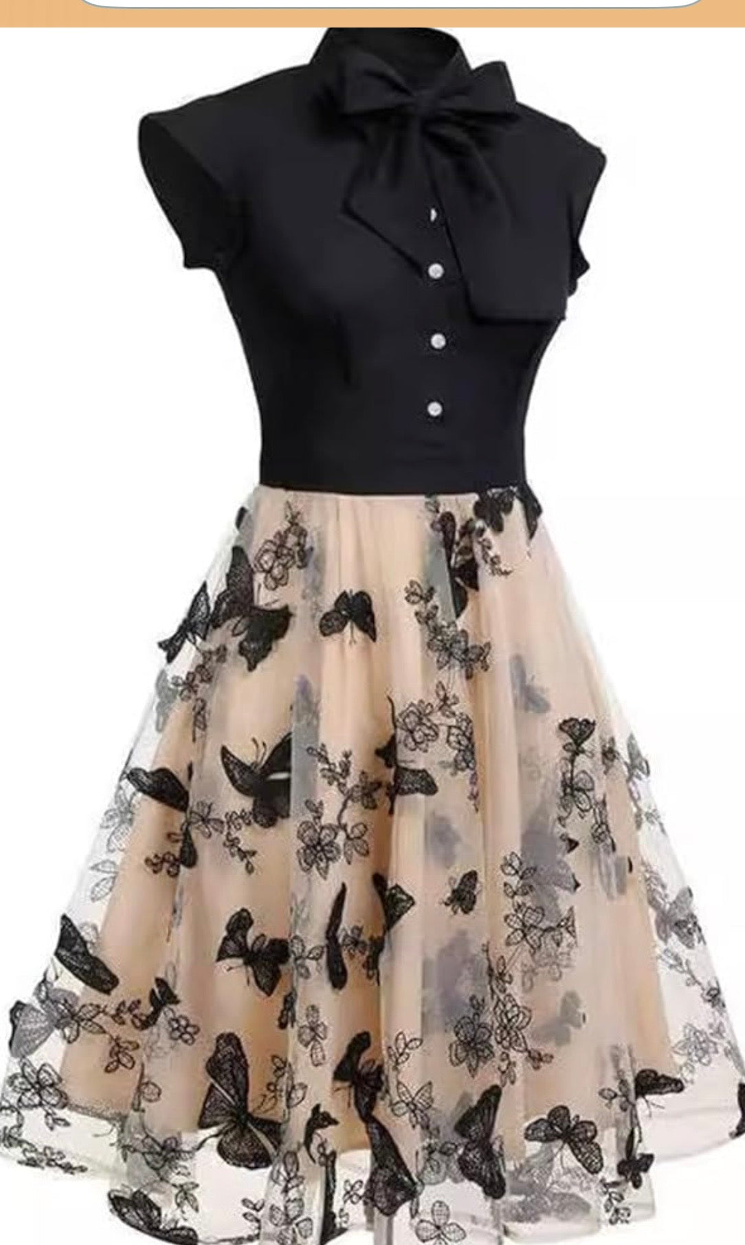 1950s Vintage Retro Swing Butterfly Patchwork Dress