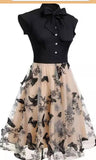 1950s Vintage Retro Swing Butterfly Patchwork Dress