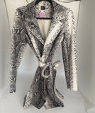 Beautiful Faux Suede Black & White Leopard Trench FRANKY Coat by Love Toke- Deadstock