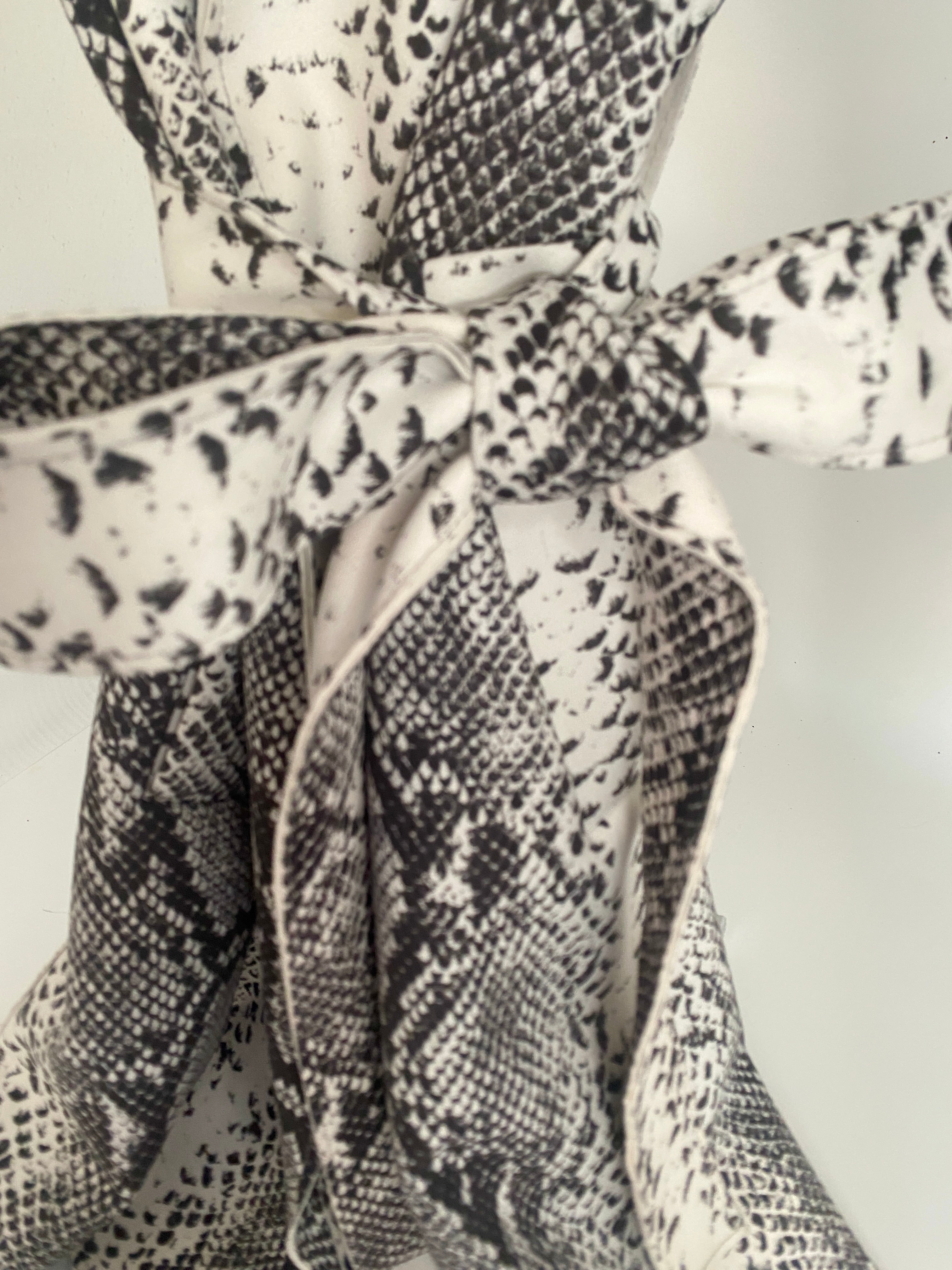 Beautiful Faux Suede Black & White Leopard Trench FRANKY Coat by Love Toke- Deadstock