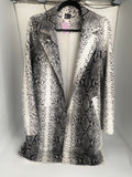 Beautiful Faux Suede Black & White Leopard Trench FRANKY Coat by Love Toke- Deadstock