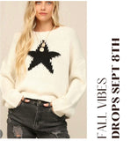 Cream Star Intarsia Knit Sweater
