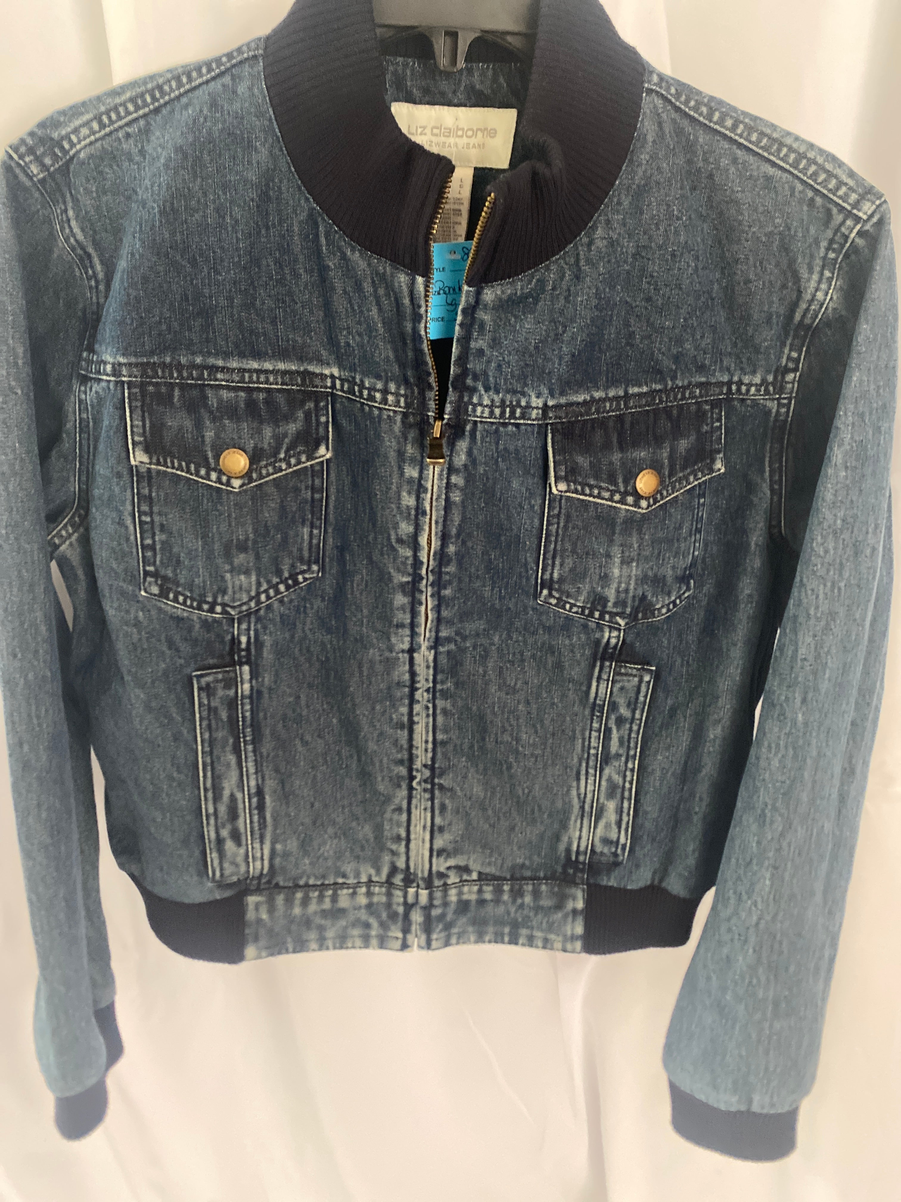 Vintage Liz Claiboren Denim Bomber Jacket 80s