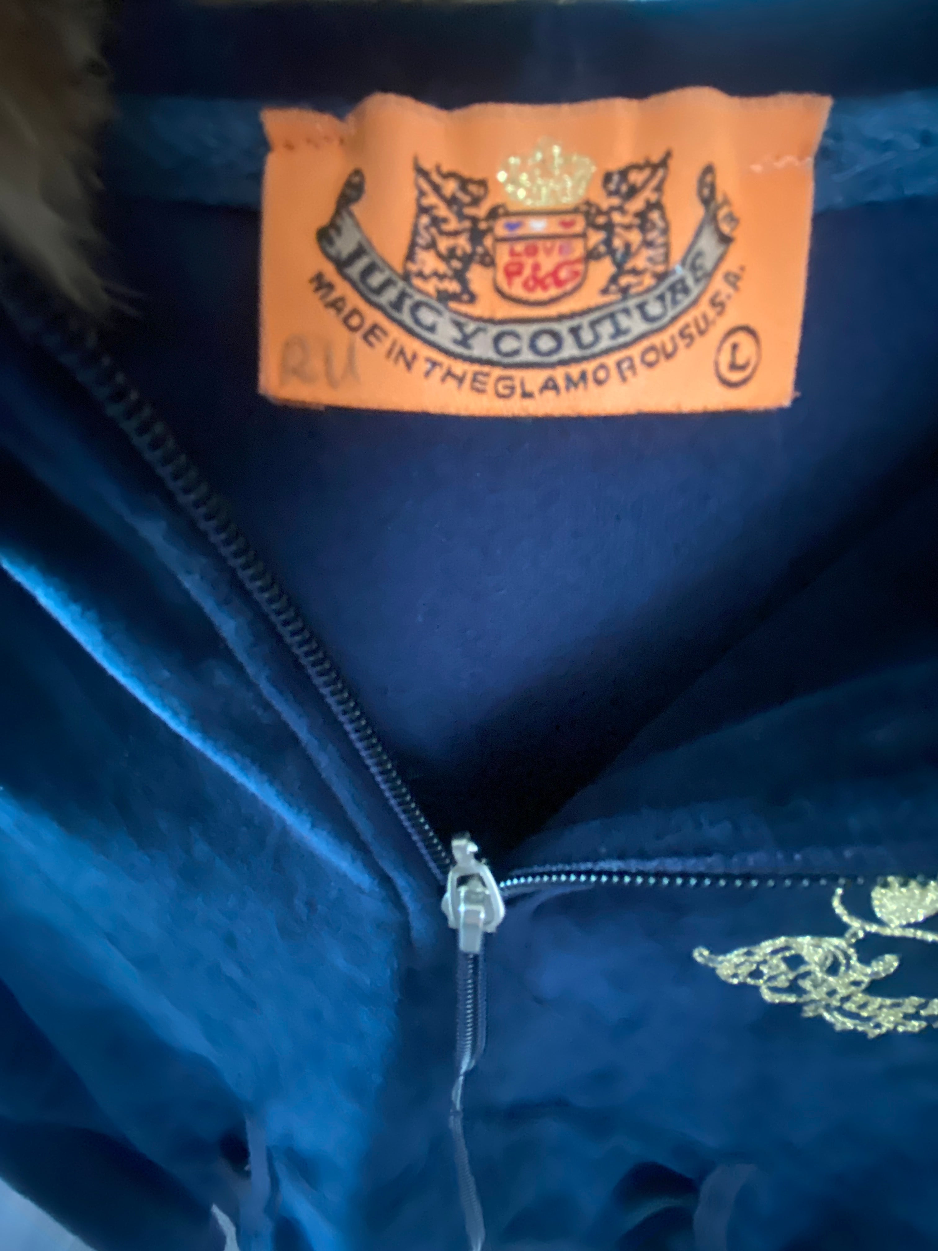 2000 Y2k Blue Velour Juicy Couture Hoodie Zip Up