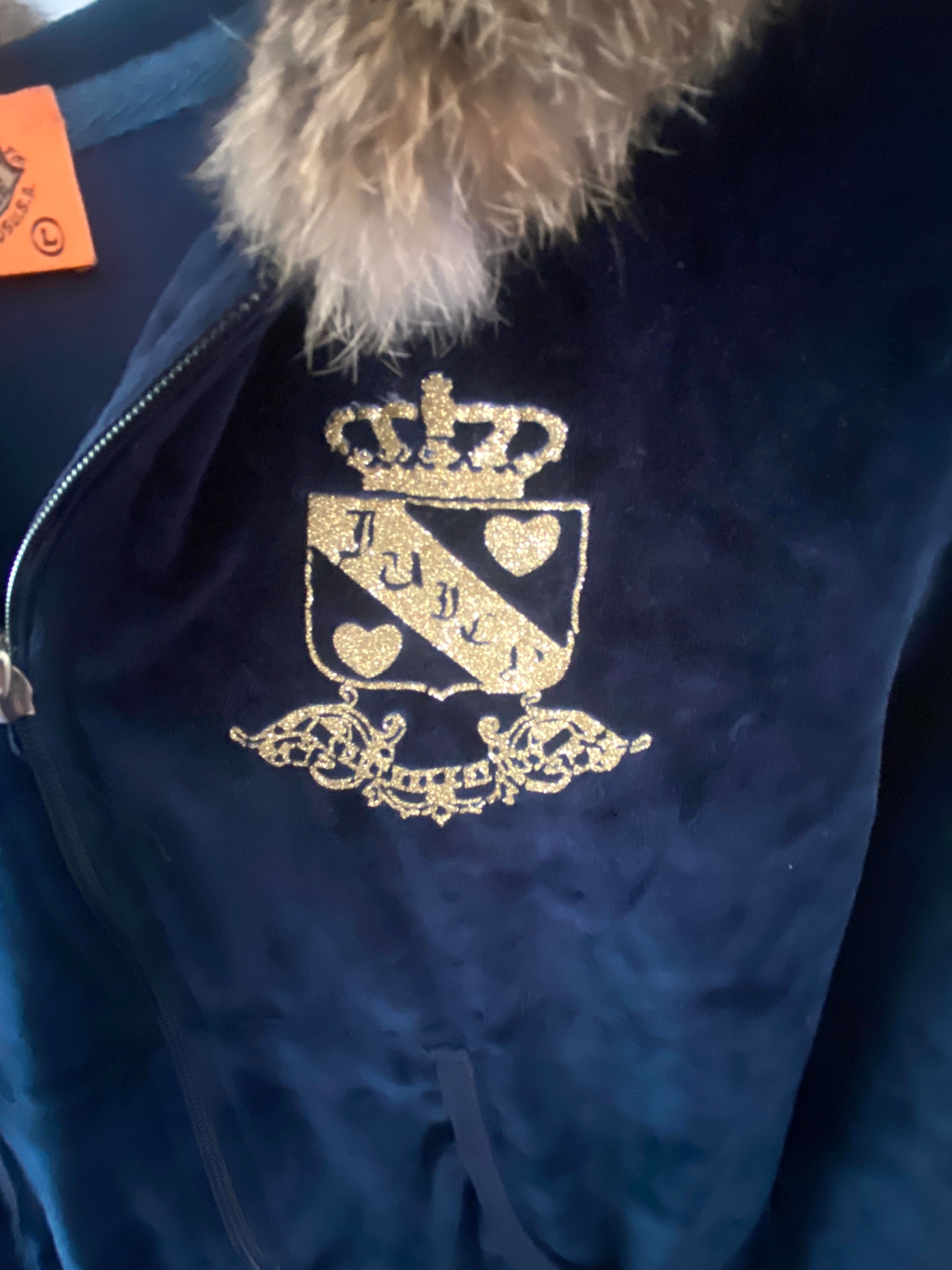 2000 Y2k Blue Velour Juicy Couture Hoodie Zip Up