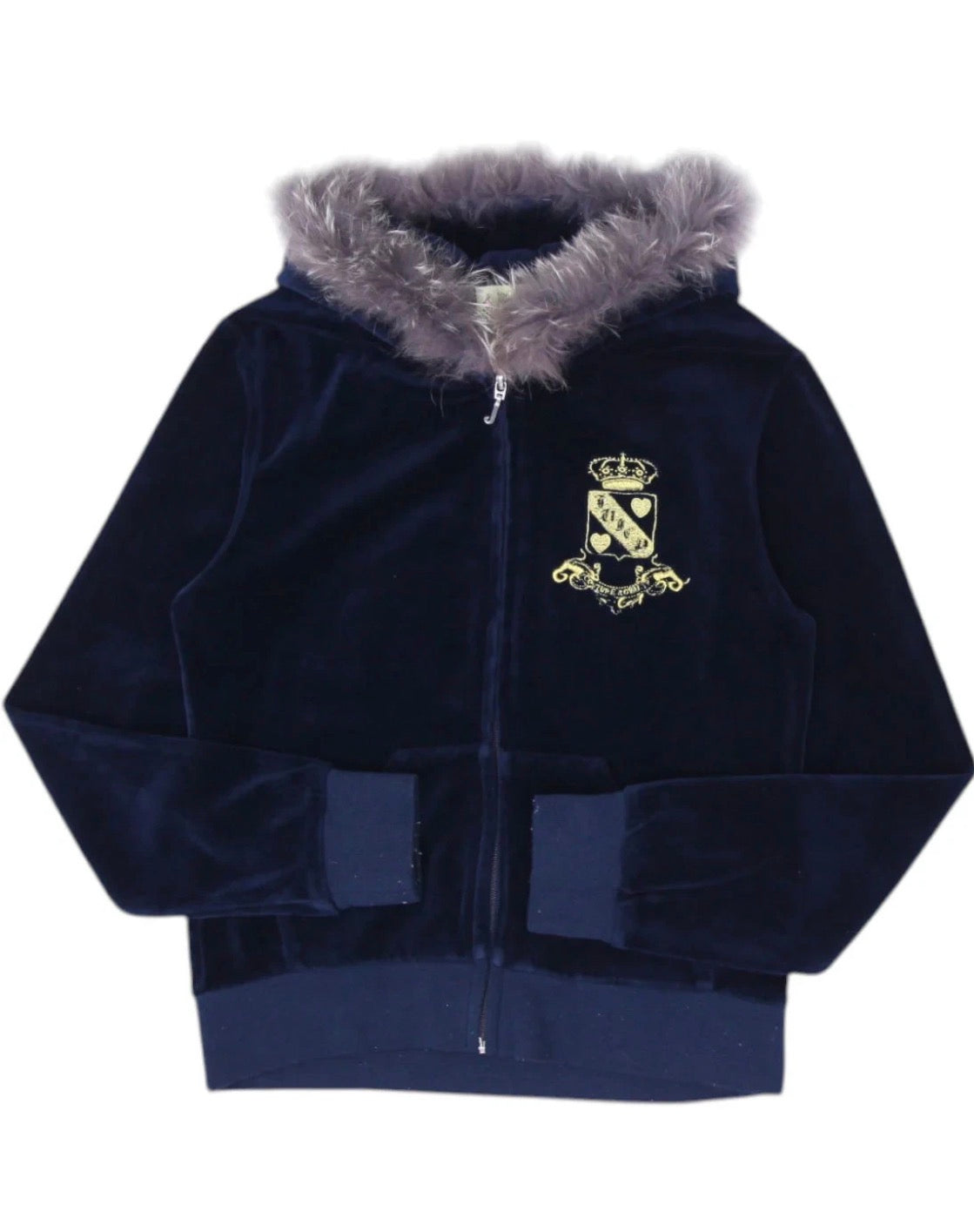 2000 Y2k Blue Velour Juicy Couture Hoodie Zip Up
