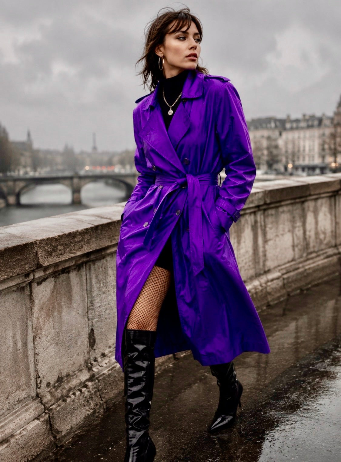 Vintage Shimmery Purple Jones of New York Trench 1980s