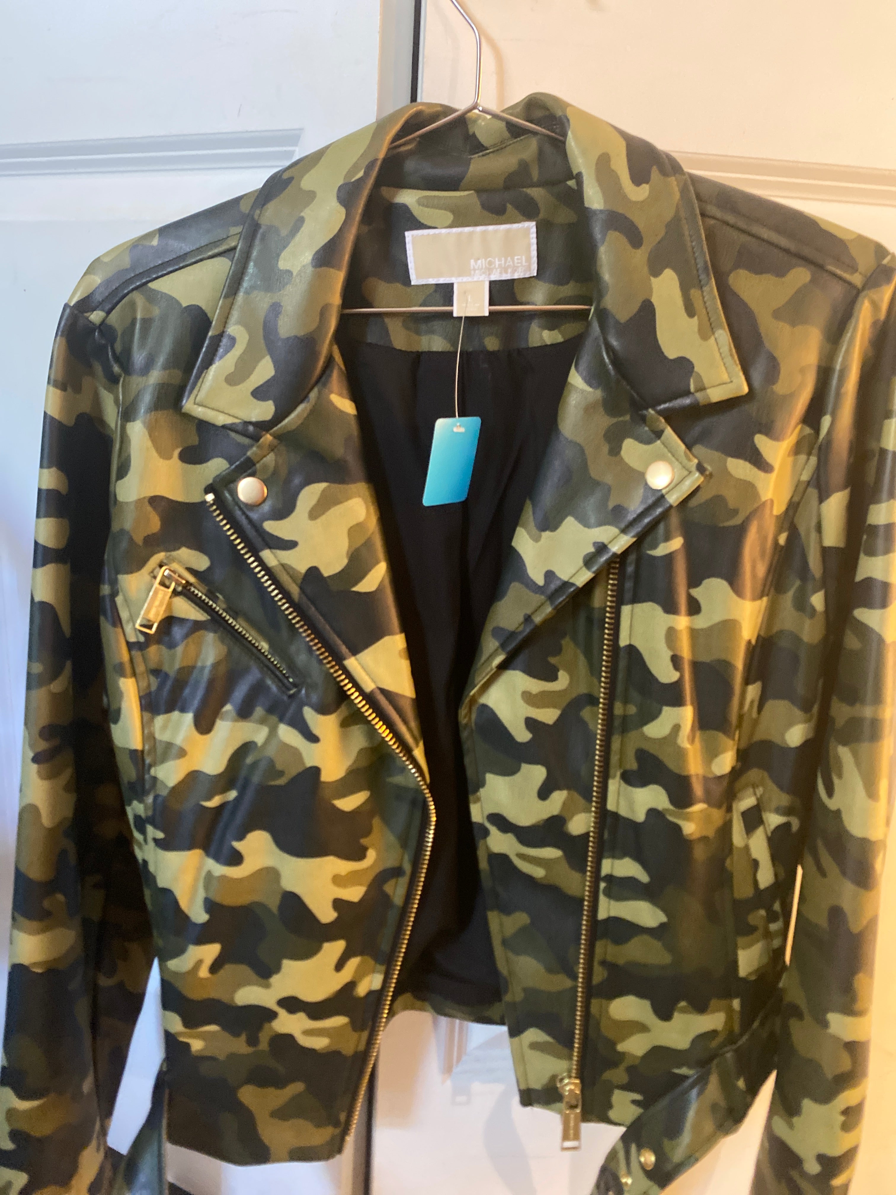 Vintage Michael Kors Camo Vegan Moto Jacket