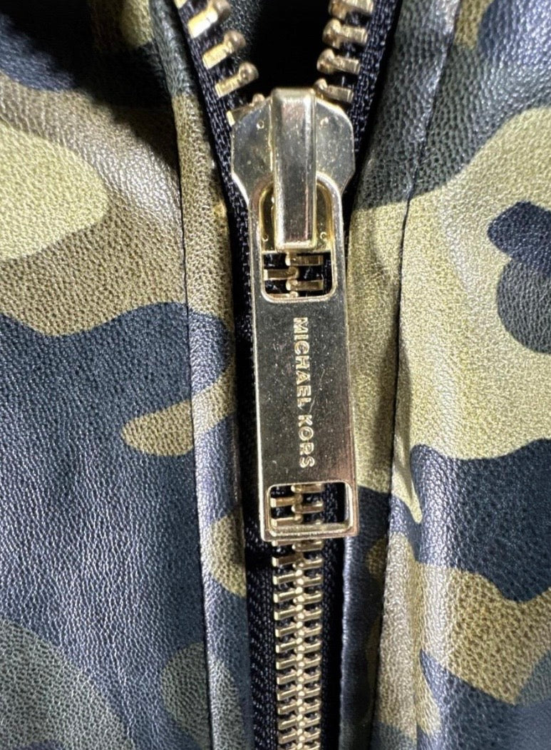 Vintage Michael Kors Camo Vegan Moto Jacket