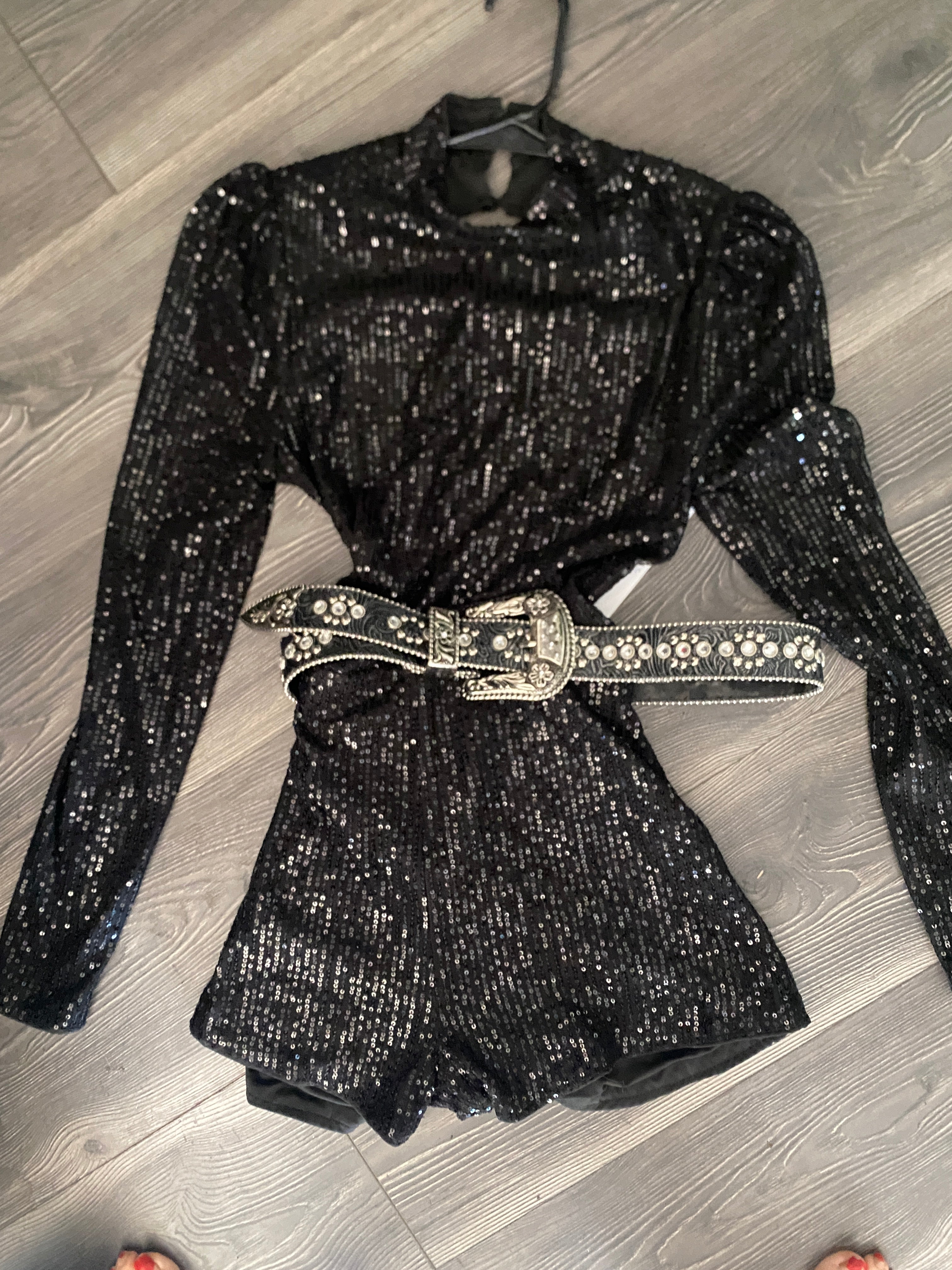 OPEN BACK SEQUINS ROMPER -DeadStock