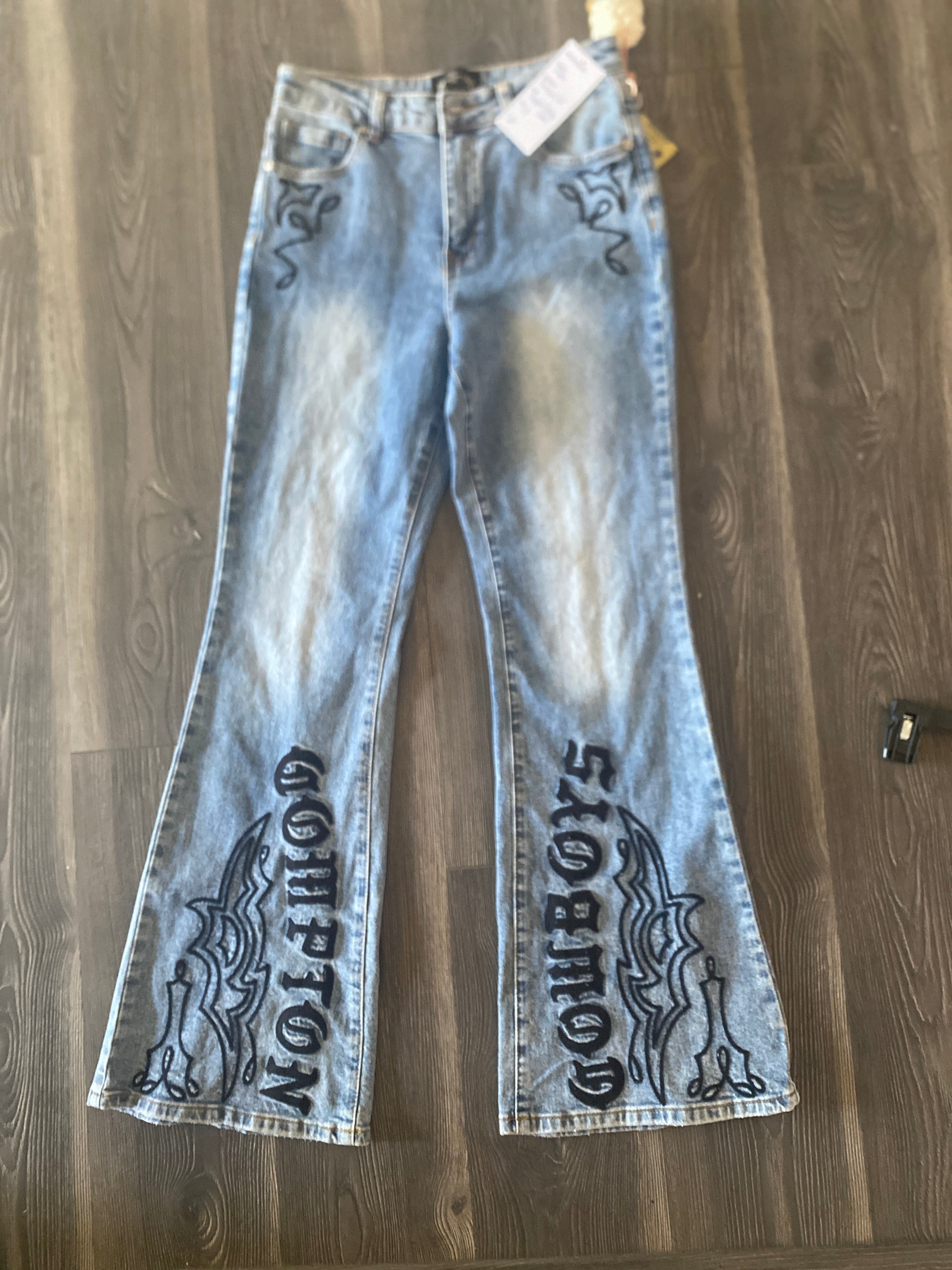 Vintage Retro WIDE Graphic Bell Bottoms  70s