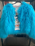 AQUA Long  Faux Fur Feather  Jacket