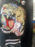 Black Velvet Embroidered Varsity Bomber Jacket  Y2K VIBE