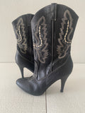 90's Womens Heeled Leather Western Boots