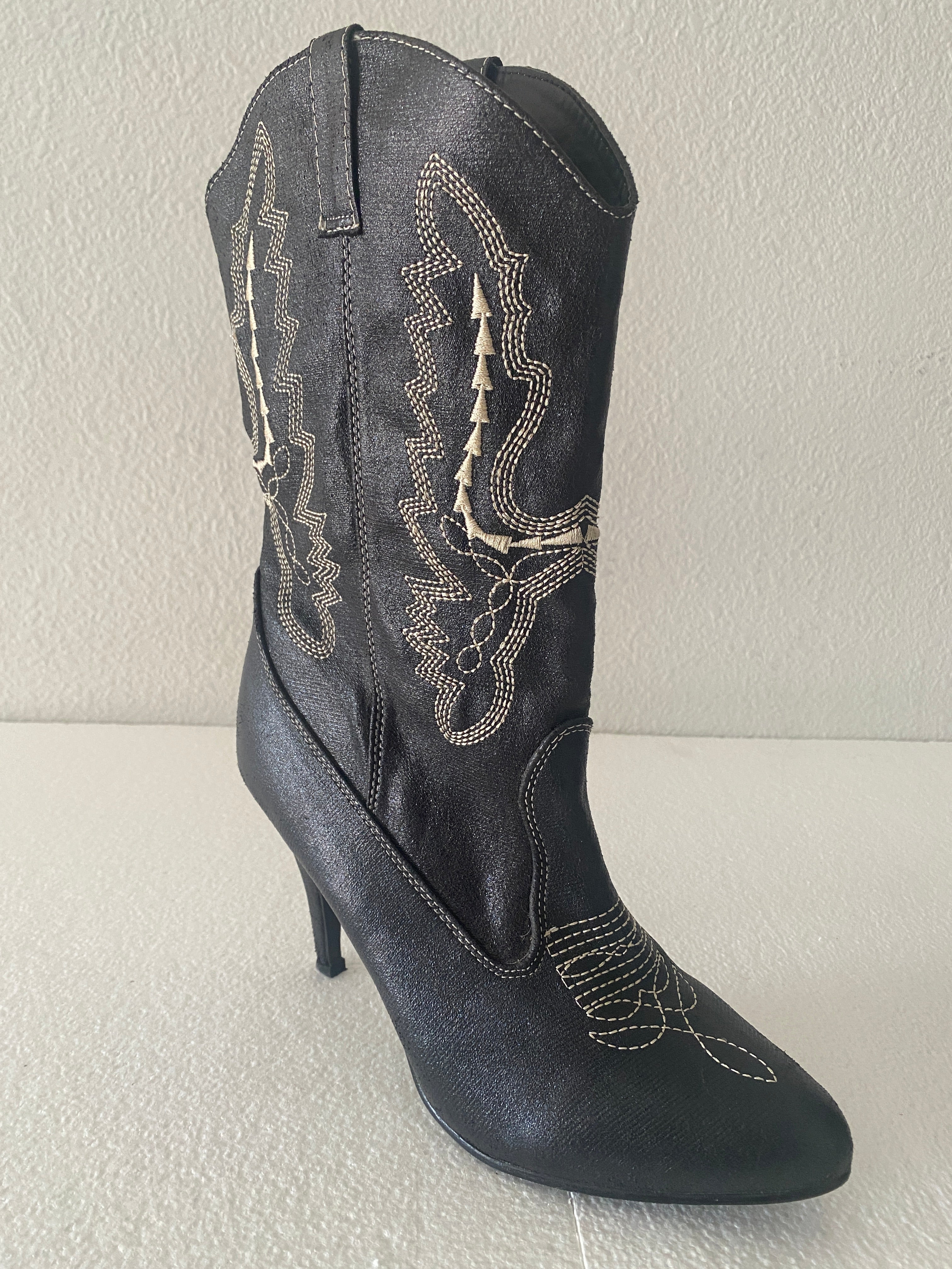 90's Womens Heeled Leather Western Boots