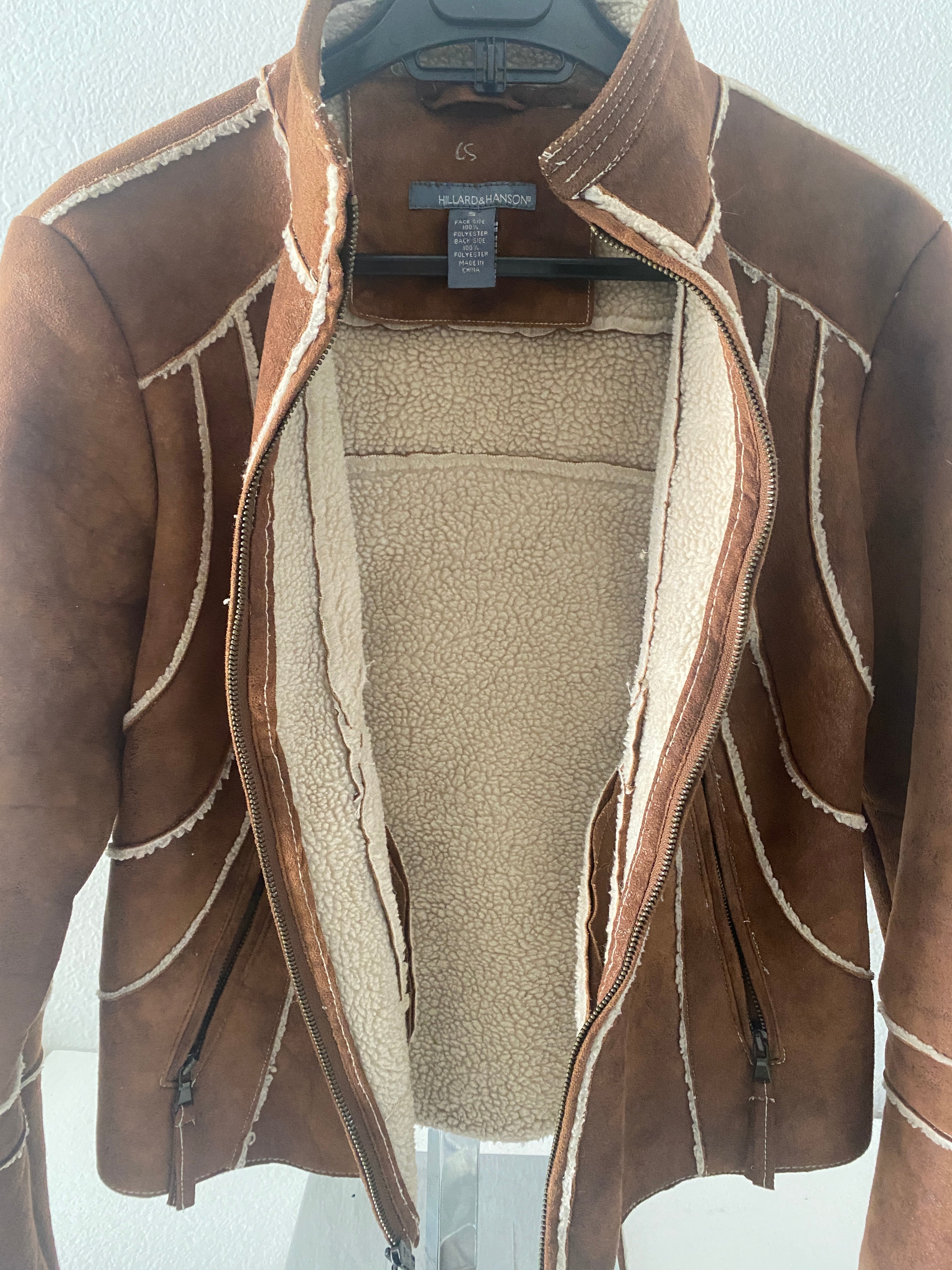 GORGEOUS Suede Sherpa Sherling Leather Jacket Hillard & Hannson 2000