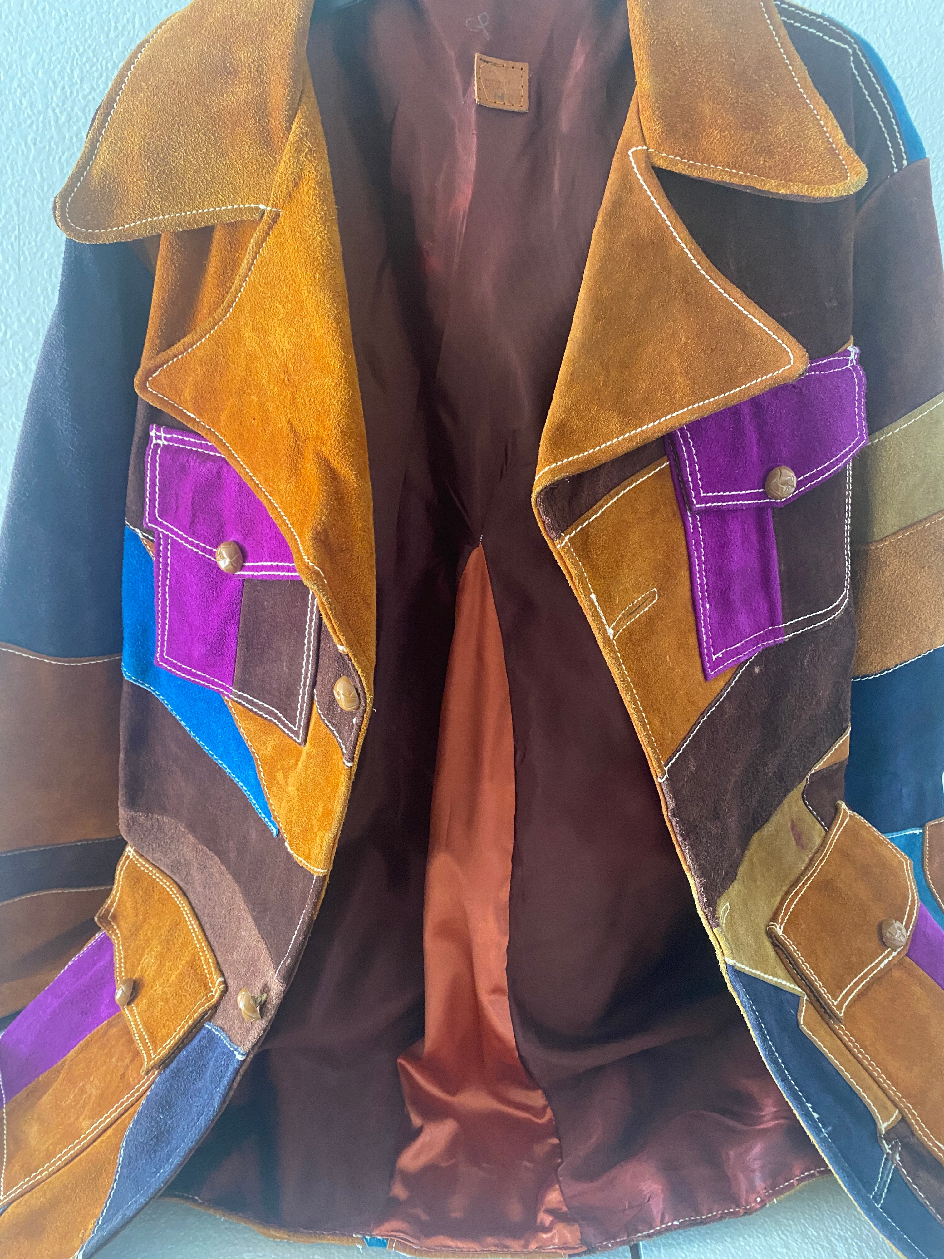 1970's Suede Patchwork Mens Coat