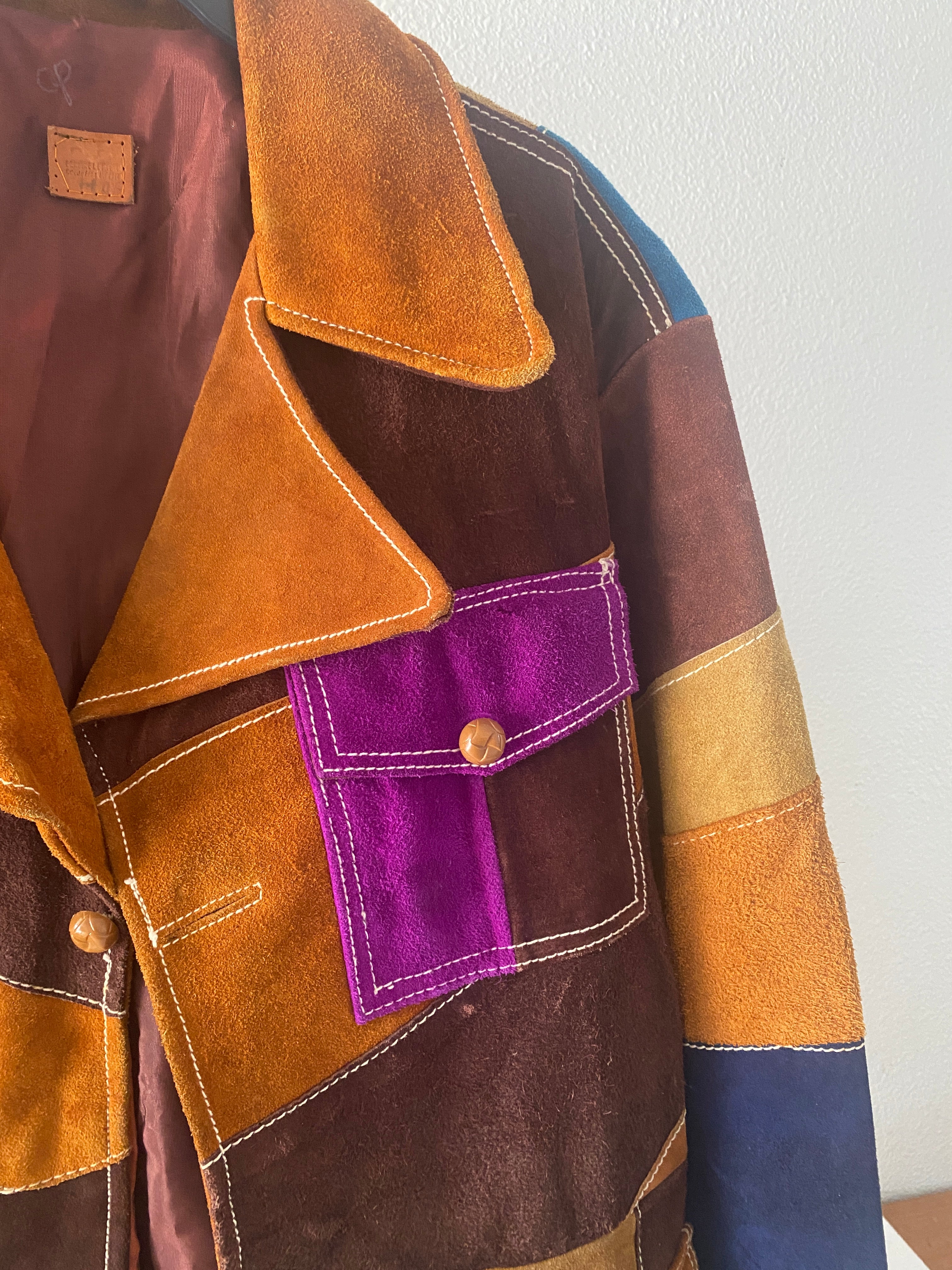 1970's Suede Patchwork Mens Coat