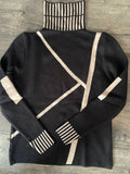 Black Knit Geometric Design Turtleneck