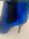 CHARLES DAVID IRESECENT FISH SCALE BLUE Heeled Beetle Boots 90s