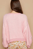 PINK CABLE KNIT OVERSIZED HEART SPRING SWEATER by POL