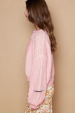 PINK CABLE KNIT OVERSIZED HEART SPRING SWEATER by POL