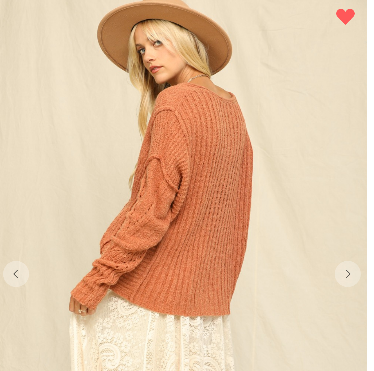 PUMPKIN SPICE DROP SHOULDER VNECK  KNIT SWEATER