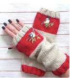 EMBROIDED KNIT FINGERLESS GLOVES (Color Options)