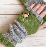 EMBROIDED KNIT FINGERLESS GLOVES (Color Options)