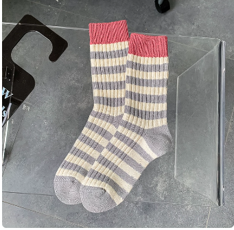 COZY COLORFUL STRIPE CREW SOCKS (Style Options)