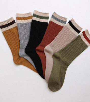 Color Block Winter Crew Socks COZY (Color Options)