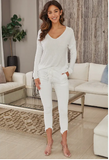 WHITE RAW EDGE HEM JOGGERS Made in Italy