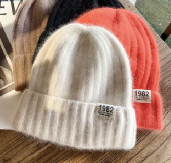 Angora Winter Beanie Caps (Color Options)