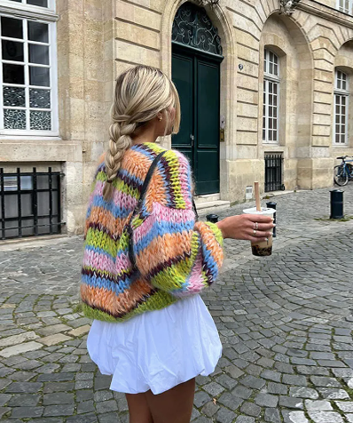 Multi Color Mohair Lantern Sweater -Italy Drops Oct 9th