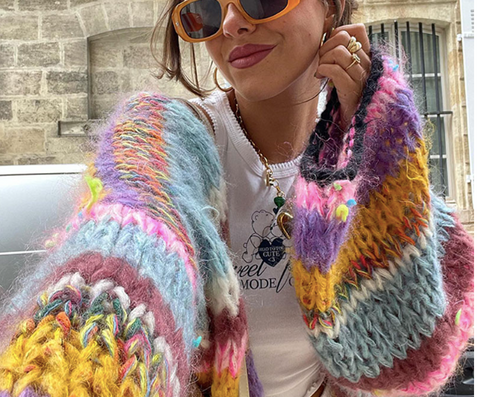 Multi Color Mohair  Lantern Sweater -Italy AVAILABLE OCT 9