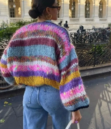 Multi Color Mohair  Lantern Sweater -Italy AVAILABLE OCT 9