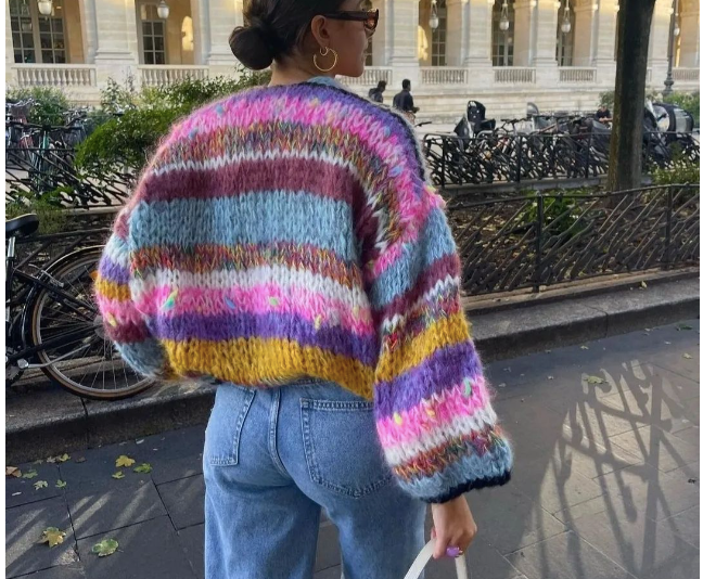 Multi Color Mohair  Lantern Sweater -Italy AVAILABLE OCT 9