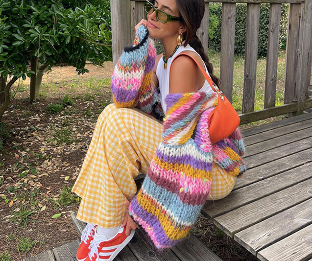 Multi Color Mohair  Lantern Sweater -Italy AVAILABLE OCT 9