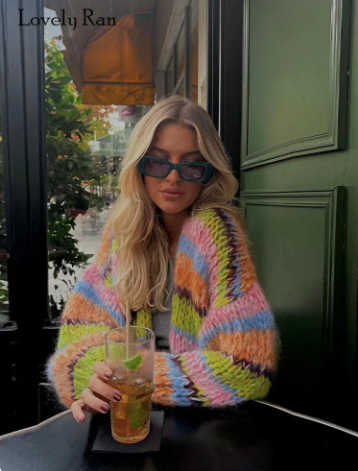 Multi Color Mohair Lantern Sweater -Italy- AVAILABLE OCT 9TH