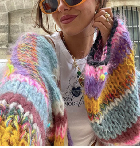 Multi Color Mohair  Lantern Sweater -Italy AVAILABLE OCT 9
