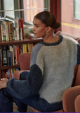 Navy Gray Colorblock  Fuzzy Cardi