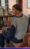 Navy Gray Colorblock  Fuzzy Cardi