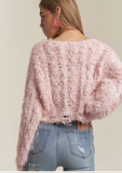 PINK IT IS ! FUZZY MOHAIR SOFT CROPPED SWEATER