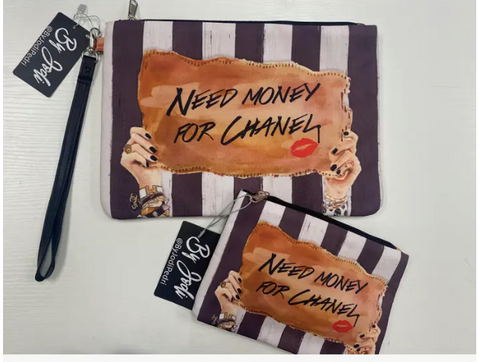 NEED MONEY FOR CHANEL Makeup and Travel Pouch (2 sizes)