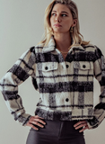 Soft Plaid Moto Cropped Jacket