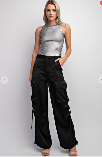 Silver Metallic Sleevless Ribbed Knit Tank